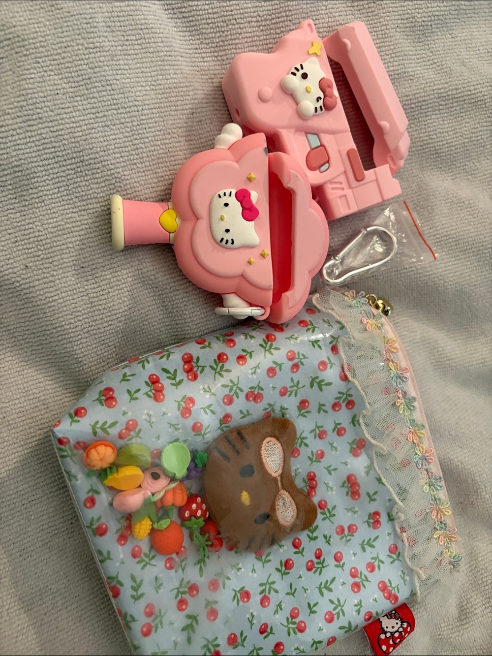 Hello Kitty Cherry Print Pouch and two AirPods Pro2 cases bundle